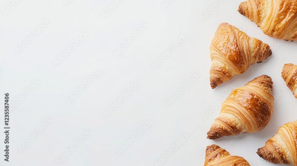 Delicious croissants on white background, food photography for recipe blogs or bakery menus Delicious croissants on white background, food photography for recipe blogs or bakery menus