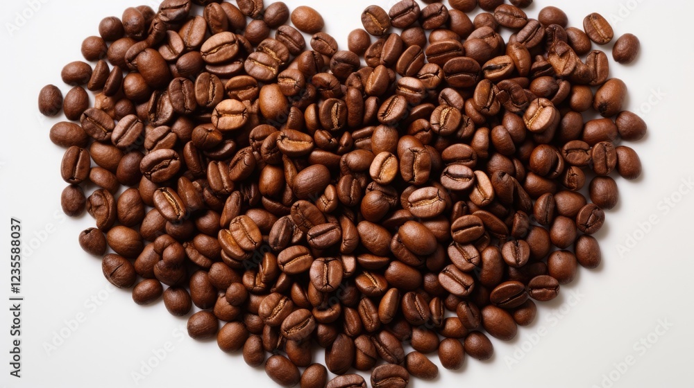 Heart-shaped arrangement of roasted coffee beans on a white background, symbolizing love for coffee (1) Heart-shaped arrangement of roasted coffee beans on a white background, symbolizing love for coffee (1)