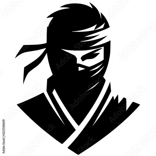 Silhouette portrait of ninja assassin