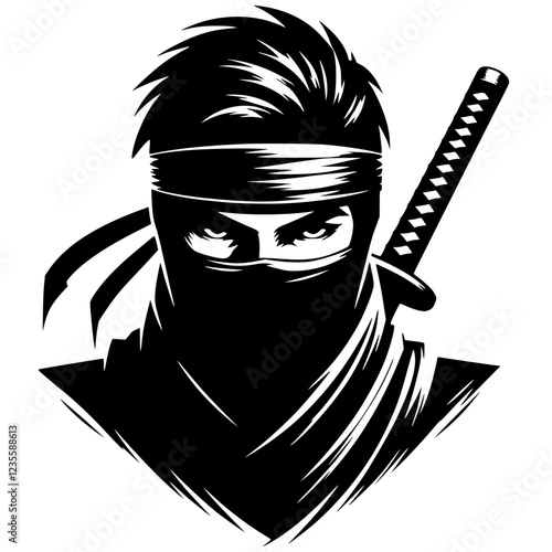 Silhouette portrait of ninja assassin