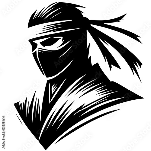 Silhouette portrait of ninja assassin