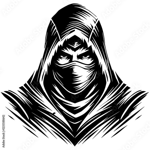 Silhouette portrait of ninja assassin