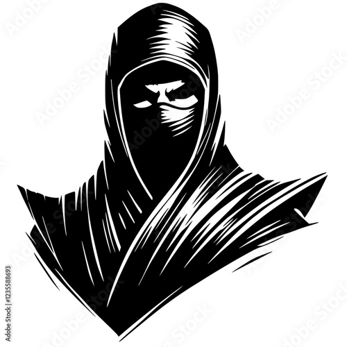 Silhouette portrait of ninja assassin