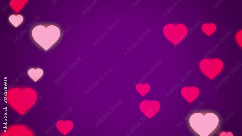 Animation heart shape floating on purple background.
Animation heart shape floating on purple background.