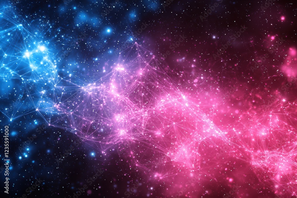 Abstract Pink and Blue Galaxy Nebula Cosmic Network Digital Art Background Abstract Pink and Blue Galaxy Nebula Cosmic Network Digital Art Background