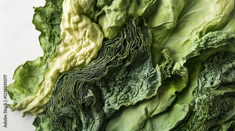 Obraz premium Close-up of wilted lettuce leaves, studio shot, food texture