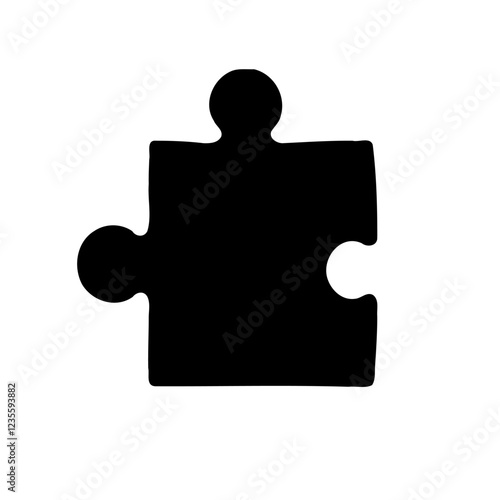 Single black jigsaw piece on white background image