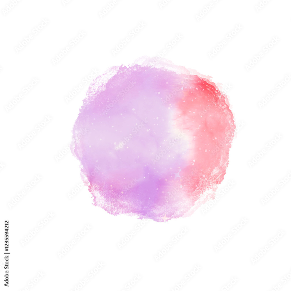 丸型の水彩飛沫_紫×赤