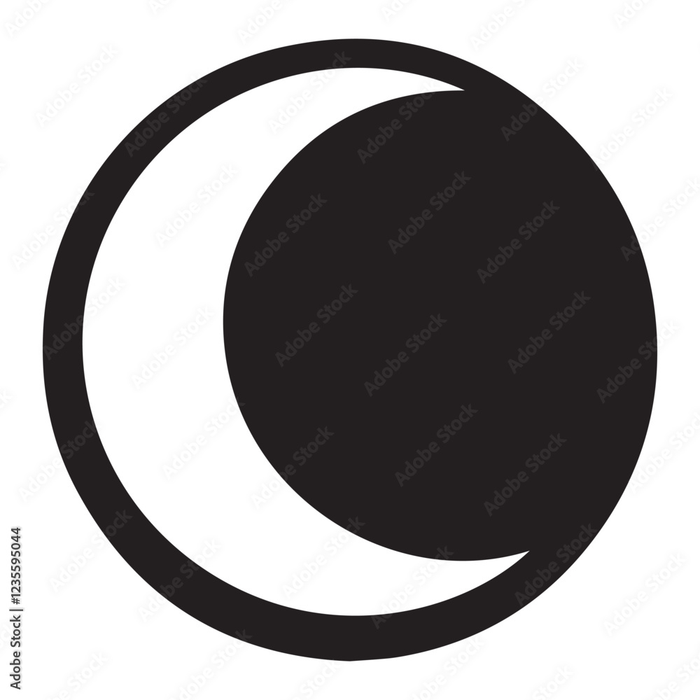 Illustration of silhouette of a isolated waxing crescent moon Illustration of silhouette of a isolated waxing crescent moon
