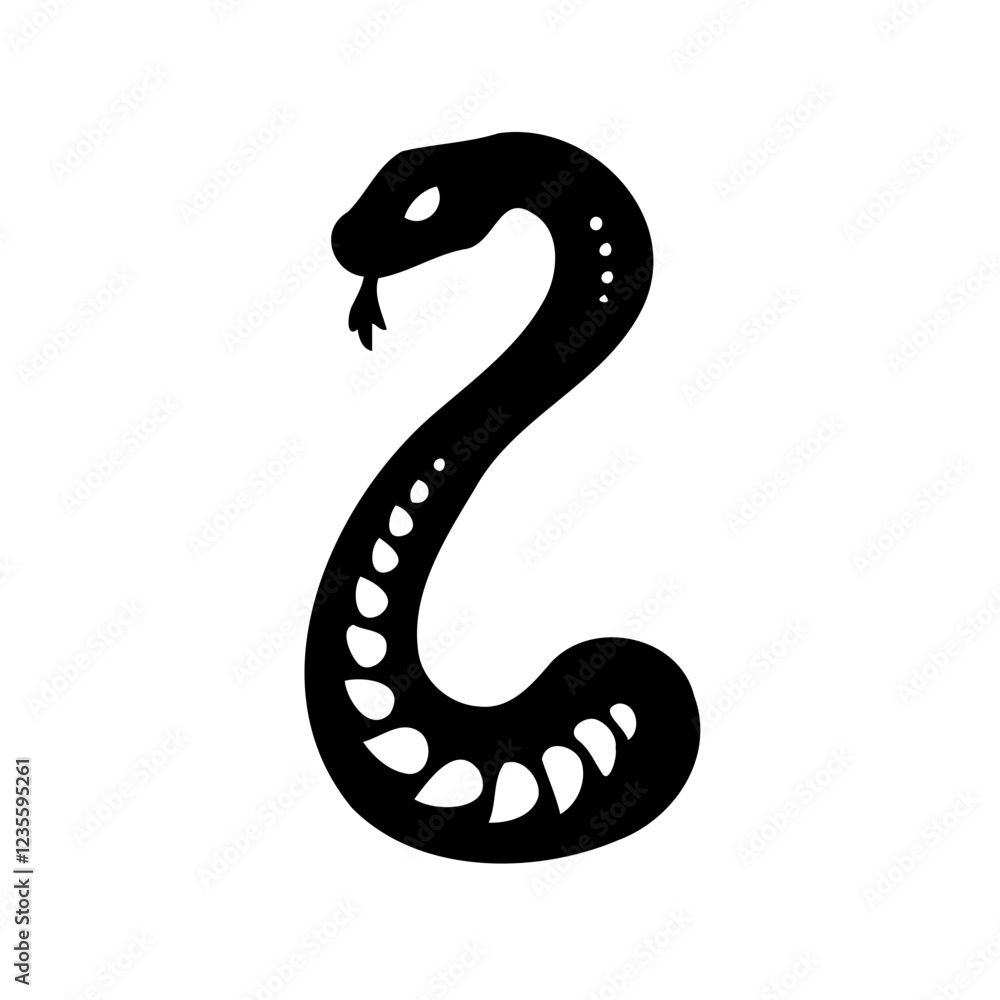 Stylized Snake Silhouette Simple Vector Illustration Stylized Snake Silhouette Simple Vector Illustration