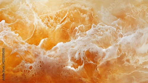 Wallpaper Mural Abstract Waves of Orange and White Foam on Ocean Surface Torontodigital.ca