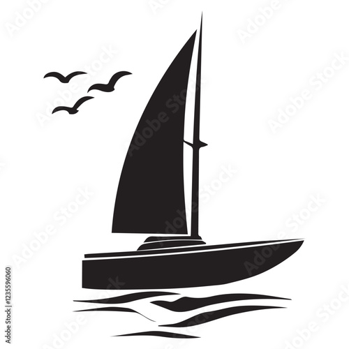 Illustration of silhouette of a isolated sailboat