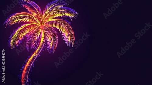 Wallpaper Mural Neon Palm Tree Art Vibrant Tropical Design Torontodigital.ca