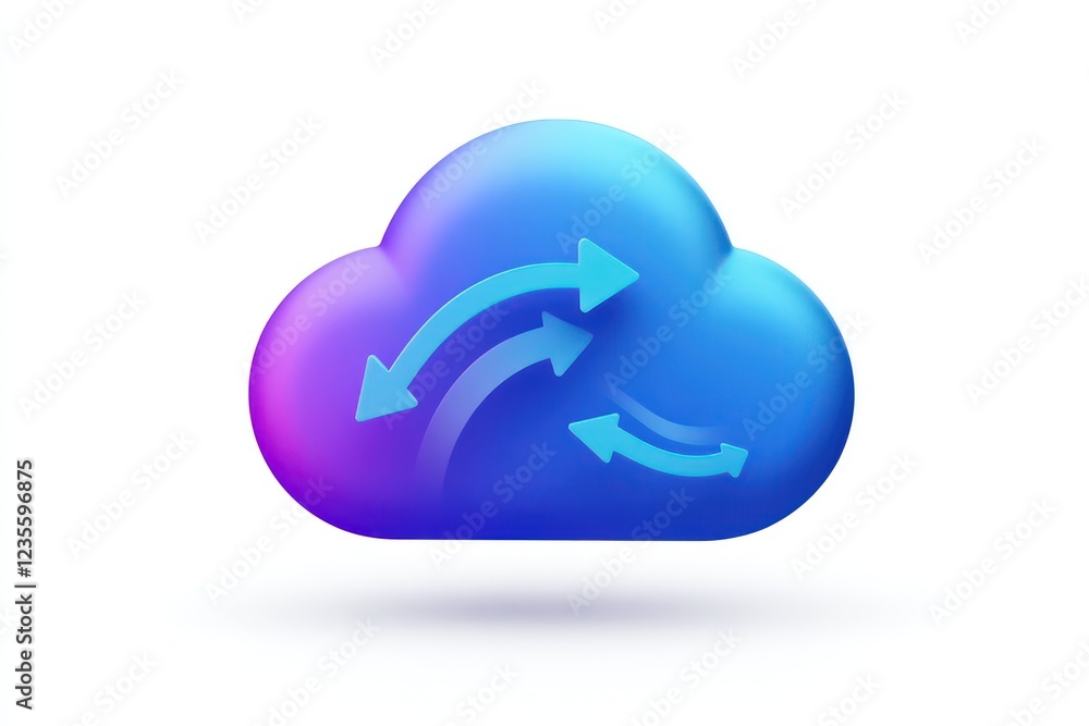 An animated-style icon of a blue cloud with directional arrows showing data flow in and out. An animated-style icon of a blue cloud with directional arrows showing data flow in and out.