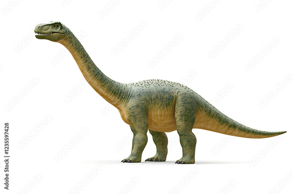 Fototapeta premium dinosaur on a white background, dinosaur on a blank white background, a dinosaur, dinosaur, cute dinosaur, white background, Copy Space For Add Text 3D Rendering, 3D, Vector, AI Generative