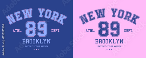 New York Brooklyn Athletic Department retro college varsity typographic vector graphic for T-shirt, Hoodie, Sweatshirt. 