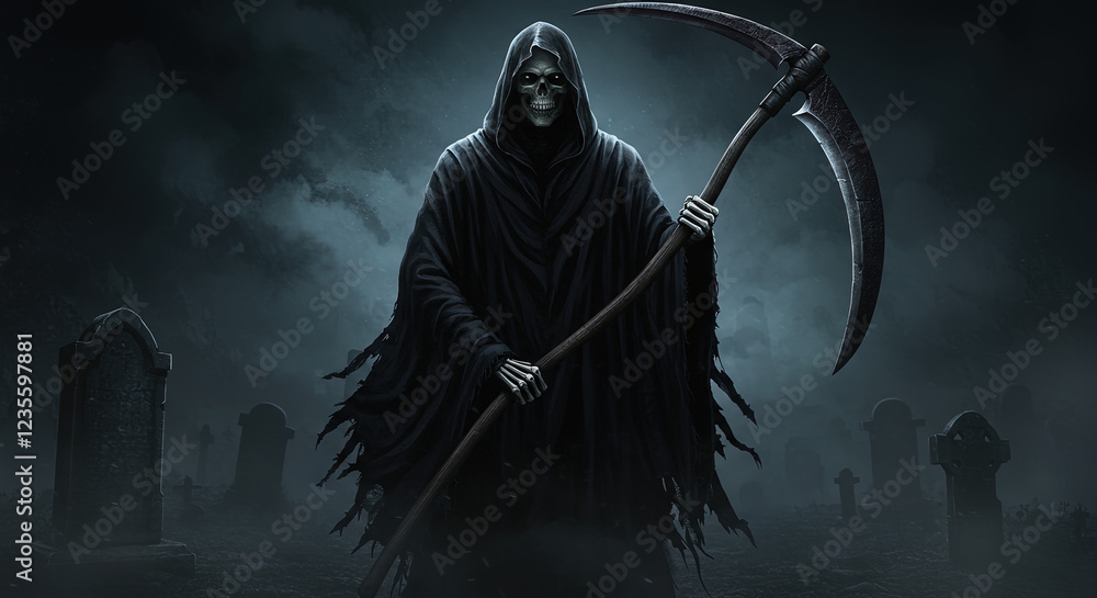 Obraz premium The Grim Reaper Dark and Mysterious Portrait of Death