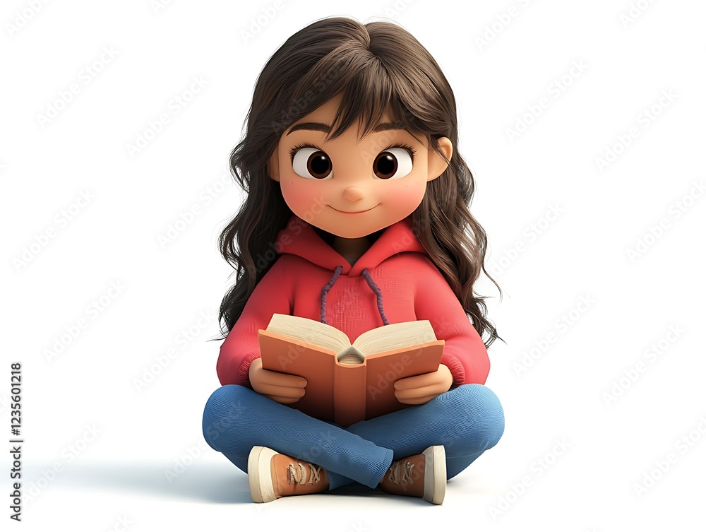 Reading adventure young girl enjoys a book cozy room digital art Reading adventure young girl enjoys a book cozy room digital art