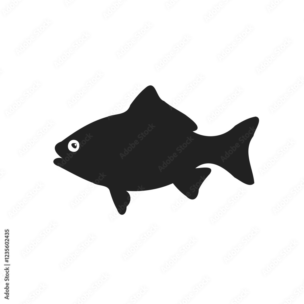 Black fish illustration with white background simple Black fish illustration with white background simple