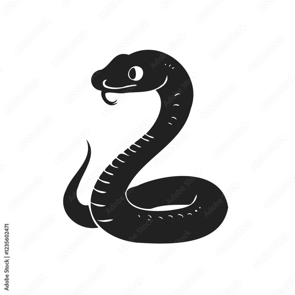 Fototapeta premium Stylized Black Snake Illustration Graphic on white