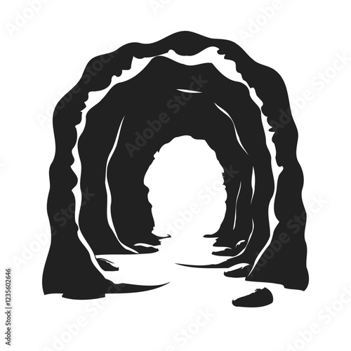 Silhouette of a dark cave entrance with light inside