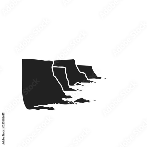 Coastal Cliffs Black and White Silhouette Design Art