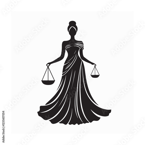 Lady Justice Silhouette. Silhouette Lady Justice Symbols Logo Stock Illustration