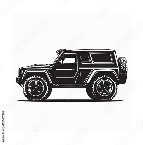 Offroad 4x4 car silhouette Vector Image isolated on white background.