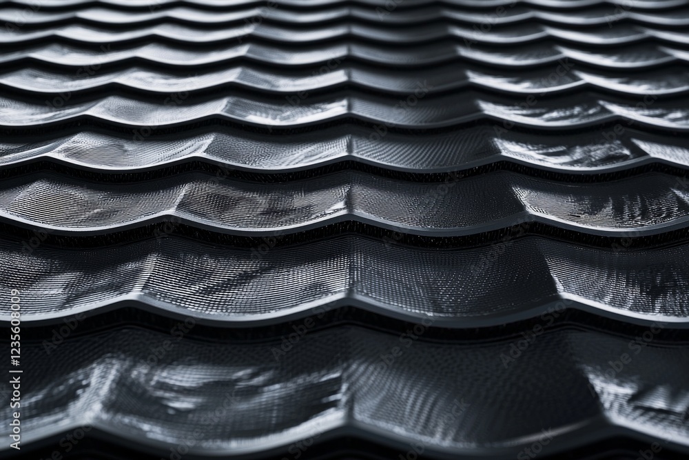 A monochromatic pattern of carbon fibers, forming an abstract wave-like texture A monochromatic pattern of carbon fibers, forming an abstract wave-like texture