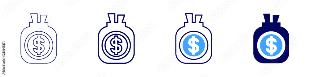 Money bag icon in 4 different styles. Thin Line, Line, Bold, and Bold Line. Duotone style. Editable stroke Money bag icon in 4 different styles. Thin Line, Line, Bold, and Bold Line. Duotone style. Editable stroke