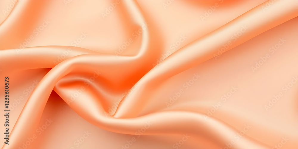 Silky peach fabric, smooth satin texture, flowing curves, soft folds, shimmering surface, elegant drapery, pastel orange hue, luxurious material, abstract background, gentle waves, glossy sheen, high- Silky peach fabric, smooth satin texture, flowing curves, soft folds, shimmering surface, elegant drapery, pastel orange hue, luxurious material, abstract background, gentle waves, glossy sheen, high-