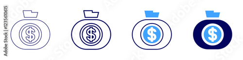 Money hack icon in 4 different styles. Thin Line, Line, Bold, and Bold Line. Duotone style. Editable stroke