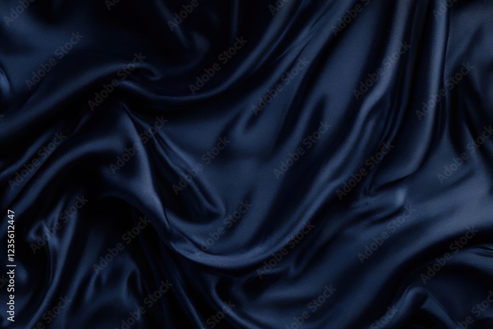 Obraz premium luxurious Navy Blue satin or silk fabric with a smooth,The elegant folds and silky finish create a sense of opulence and sophistication,perfect for fashion or interior design inspirations