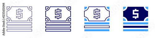 Money reliance icon in 4 different styles. Thin Line, Line, Bold, and Bold Line. Duotone style. Editable stroke
