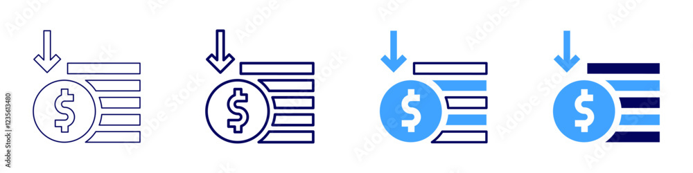 Money stress icon in 4 different styles. Thin Line, Line, Bold, and Bold Line. Duotone style. Editable stroke Money stress icon in 4 different styles. Thin Line, Line, Bold, and Bold Line. Duotone style. Editable stroke
