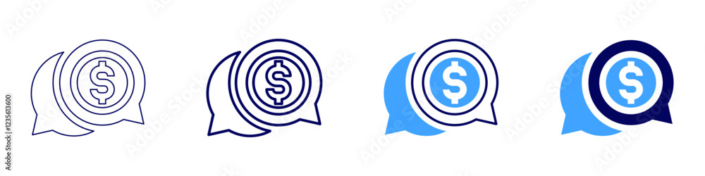 Money talk icon in 4 different styles. Thin Line, Line, Bold, and Bold Line. Duotone style. Editable stroke Money talk icon in 4 different styles. Thin Line, Line, Bold, and Bold Line. Duotone style. Editable stroke