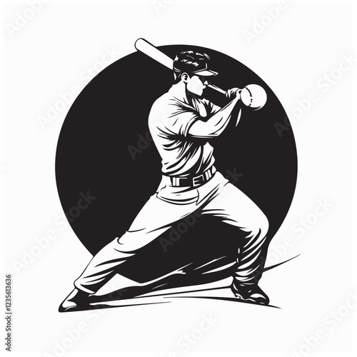 Baseball player vector. Baseball Player Hitting Ball image isolated on white background.