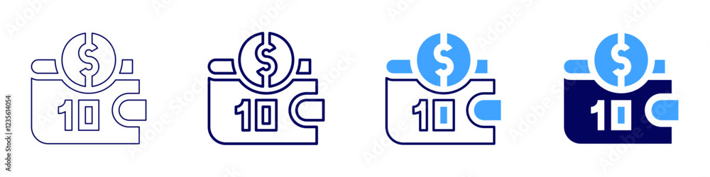 Money wallet icon in 4 different styles. Thin Line, Line, Bold, and Bold Line. Duotone style. Editable stroke Money wallet icon in 4 different styles. Thin Line, Line, Bold, and Bold Line. Duotone style. Editable stroke