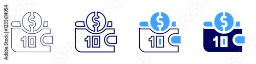 Money wallet icon in 4 different styles. Thin Line, Line, Bold, and Bold Line. Duotone style. Editable stroke