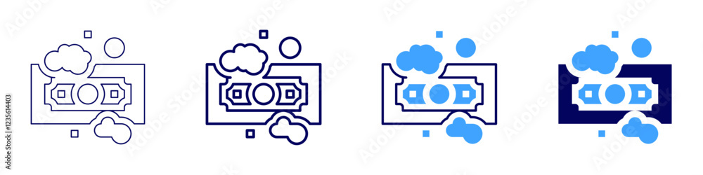 Washing money icon in 4 different styles. Thin Line, Line, Bold, and Bold Line. Duotone style. Editable stroke