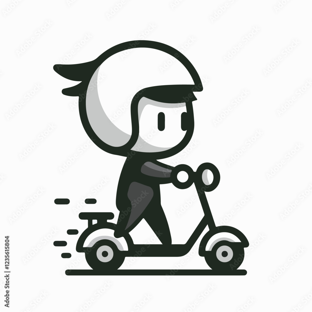cartoon vector illustration of a person riding a scooter cartoon vector illustration of a person riding a scooter