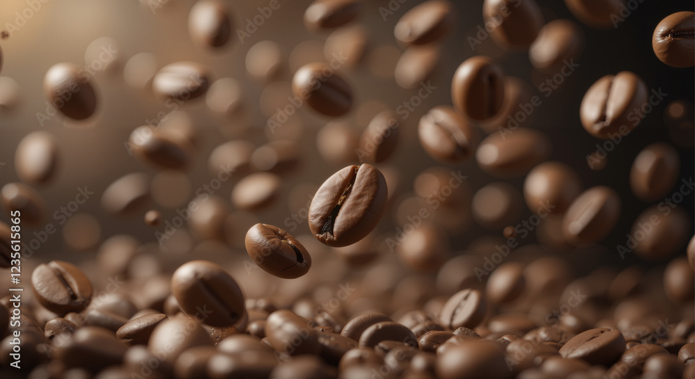 coffee beans flying in the air coffee beans flying in the air