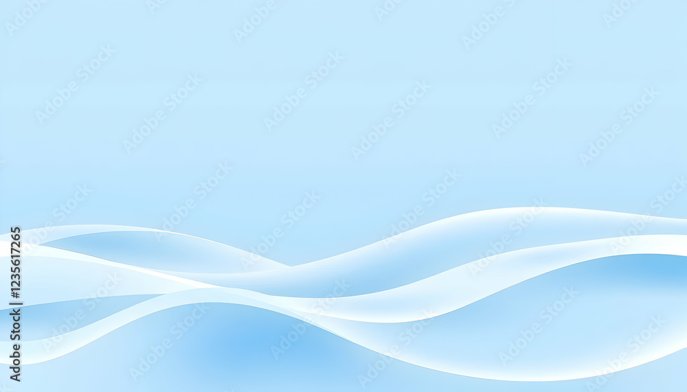 Abstract waves, flowing blue curves, smooth gradients, minimalist design, clean lines, soft edges, tranquil atmosphere, light blue to white transition, gentle undulating forms, water-inspired shapes, Abstract waves, flowing blue curves, smooth gradients, minimalist design, clean lines, soft edges, tranquil atmosphere, light blue to white transition, gentle undulating forms, water-inspired shapes,