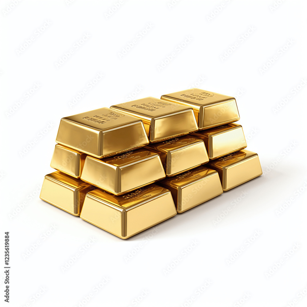 Gold bars isolated on white background.
Gold bars isolated on white background.
