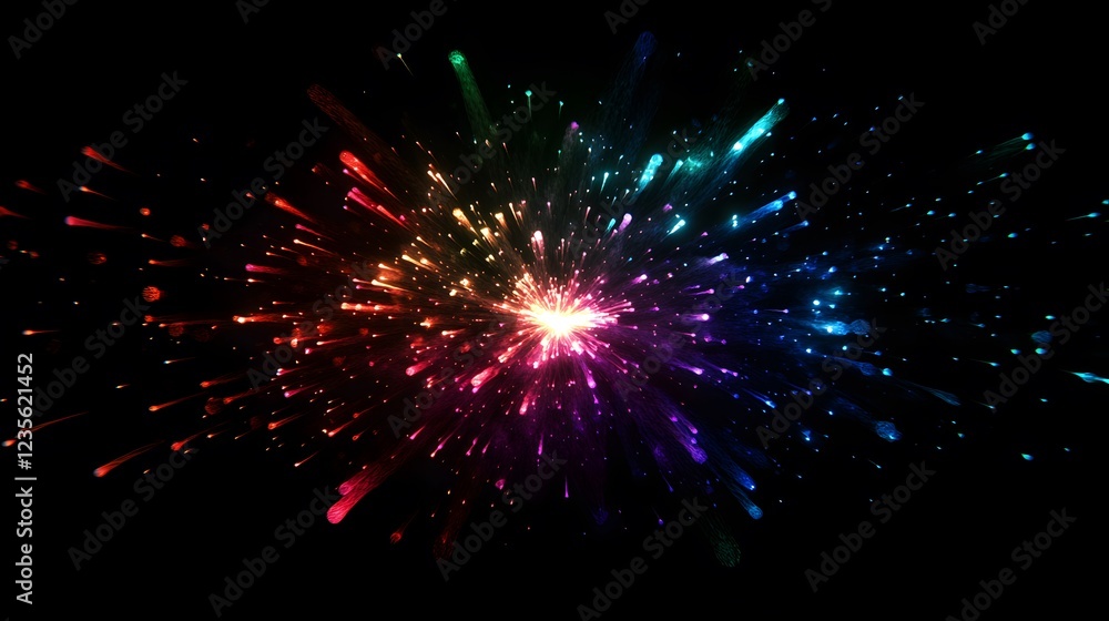 Vibrant Colorful Explosion of Light in Dark Background Visual Effect Vibrant Colorful Explosion of Light in Dark Background Visual Effect