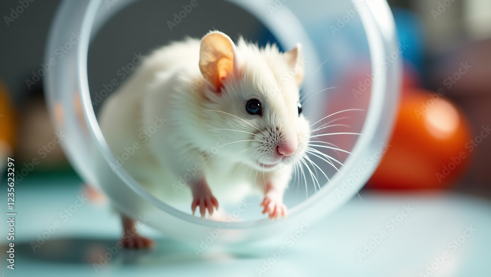 Fototapeta premium Hamster Running on a Wheel