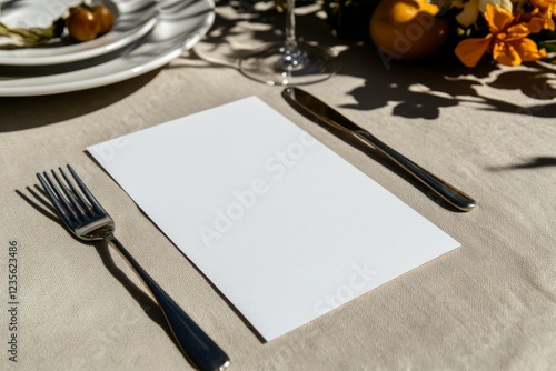 close up of blank menu card with space for text and branding.