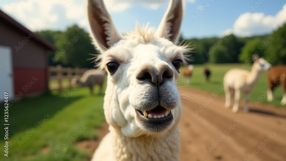 Obraz premium Llama with a Funny Mouth