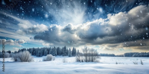 Wallpaper Mural Caldo invernale con nuvole grige e neve scendente verso un paesaggio incontaminato Torontodigital.ca