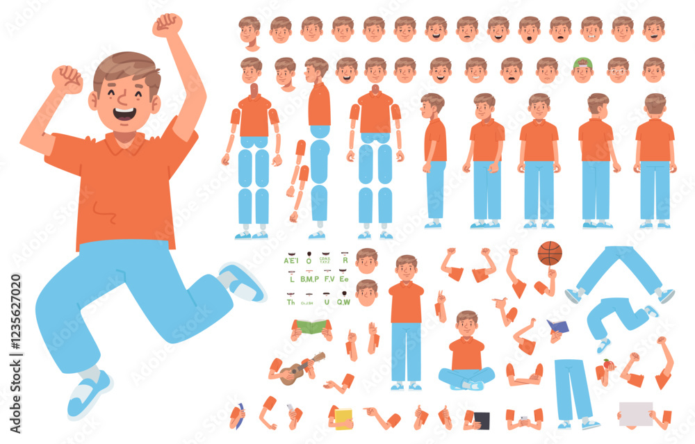 custom made wallpaper toronto digitalLittle boy character constructor. Set of different positions of arms legs body and head for creating animation